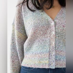 Wool alpaca blend rainbow grey sweater & other stories flower buttons size XS